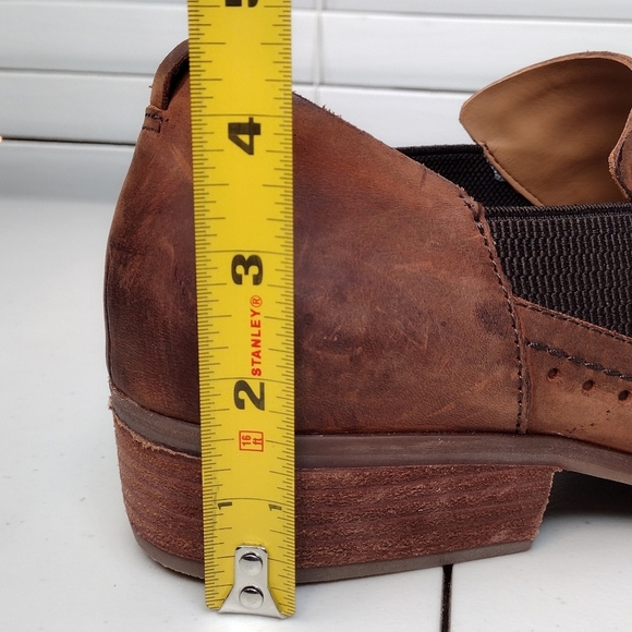 Kork-Ease Brown Leather Boho Low Stacked Heel Slip On Loafers Ankle Booties Sz11 - Picture 12 of 13